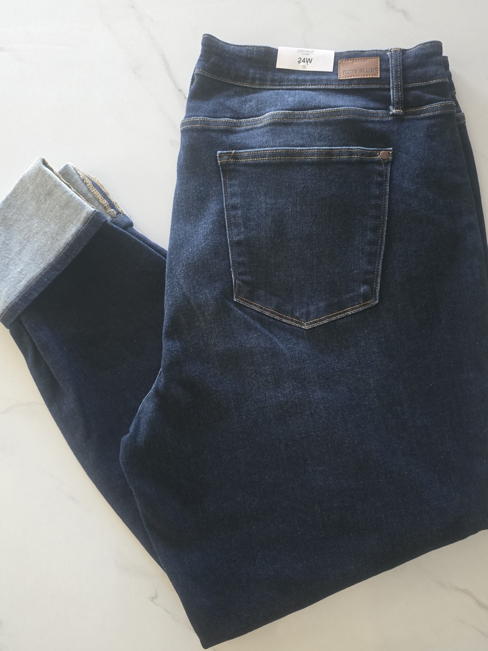 Judy Blue Skinny Jeans Women 24W High Waist Dark Wash Cuffed Stretch Denim NWT